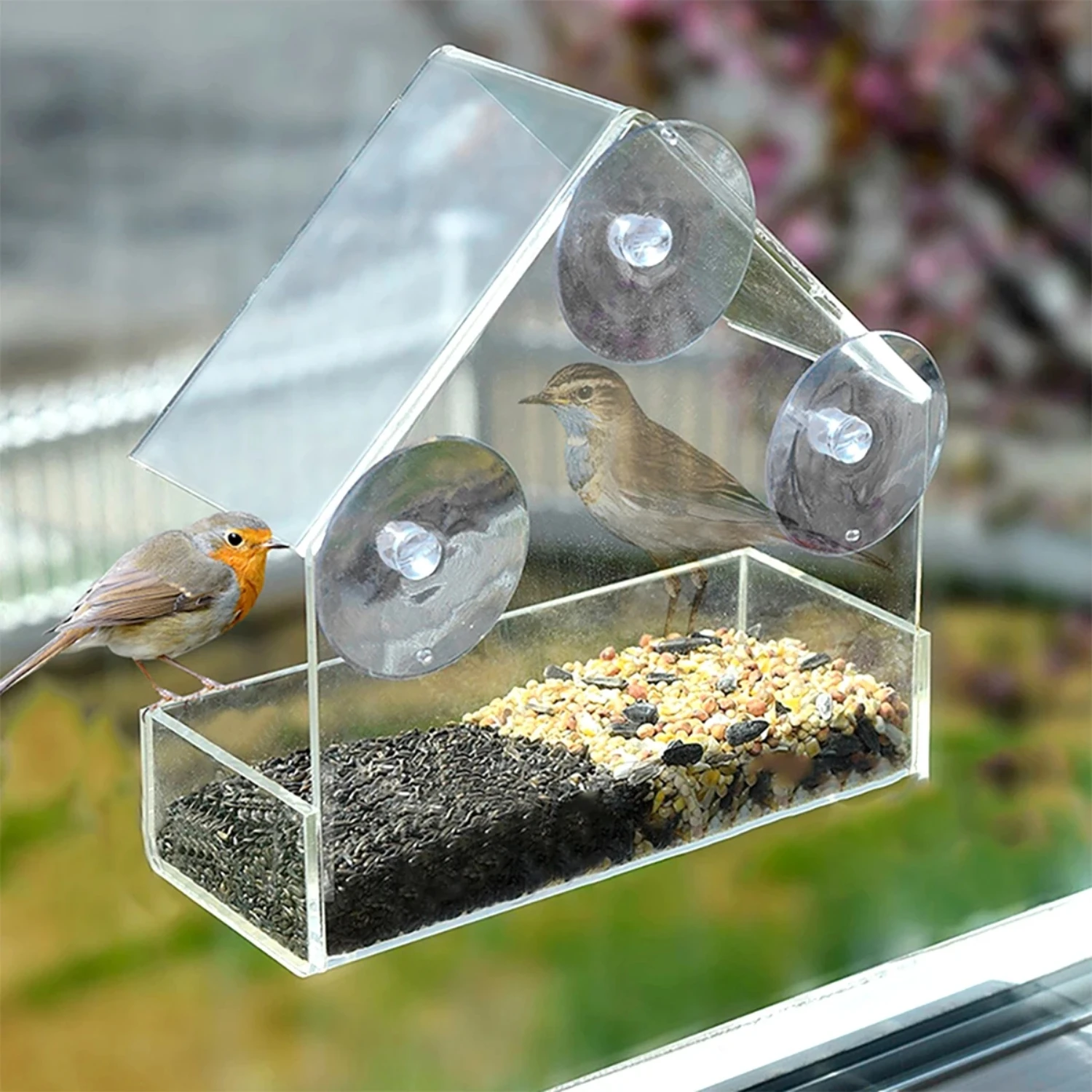 Enhance Your Outdoor Experience with Modern, Convenient, and Attractive Transparent Window Bird Feeder House - Perfect Addition 