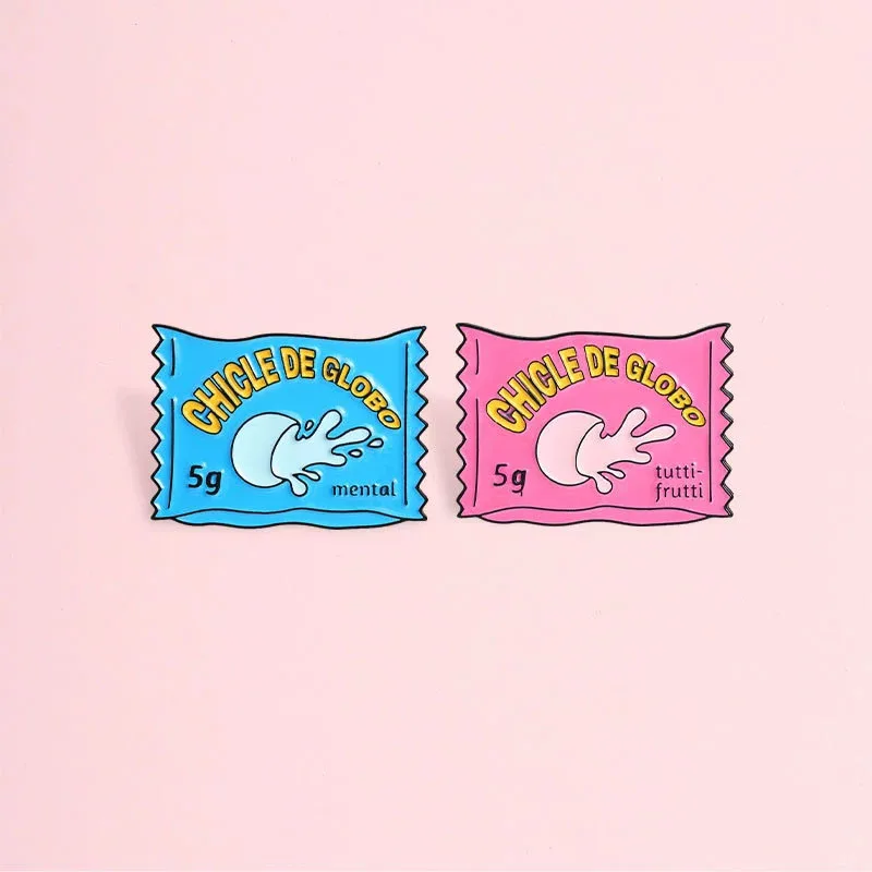 Broches de metal esmaltados con temática de dulces de dibujos animados, diseño Chicle de Globo, insignia de solapa de moda, regalo de joyería para mochilas, ropa y amigos