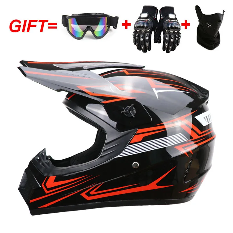 Motor Jeugd Kinderen Kind volledige helm Kinderhelmen Motocross Casco Moto Off-road bril Handschoenen Beschermende fietscasque