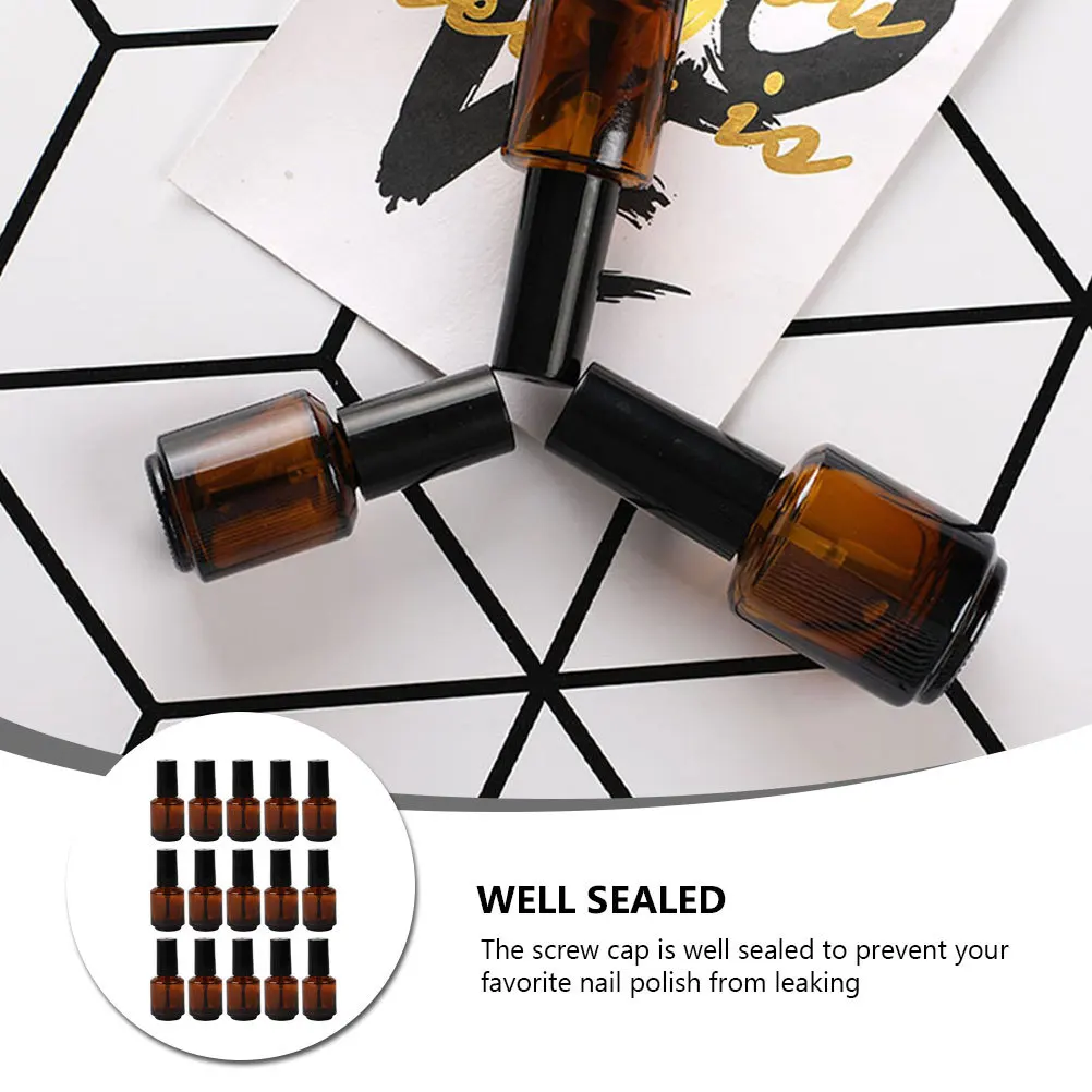 15 قطعة 7 مللي فارغة لتقوم بها بنفسك زجاجات طلاء الأظافر قوارير زجاجية أسطوانية غطاء فرشاة حاويات إعادة الملء للألوان المخصصة #6