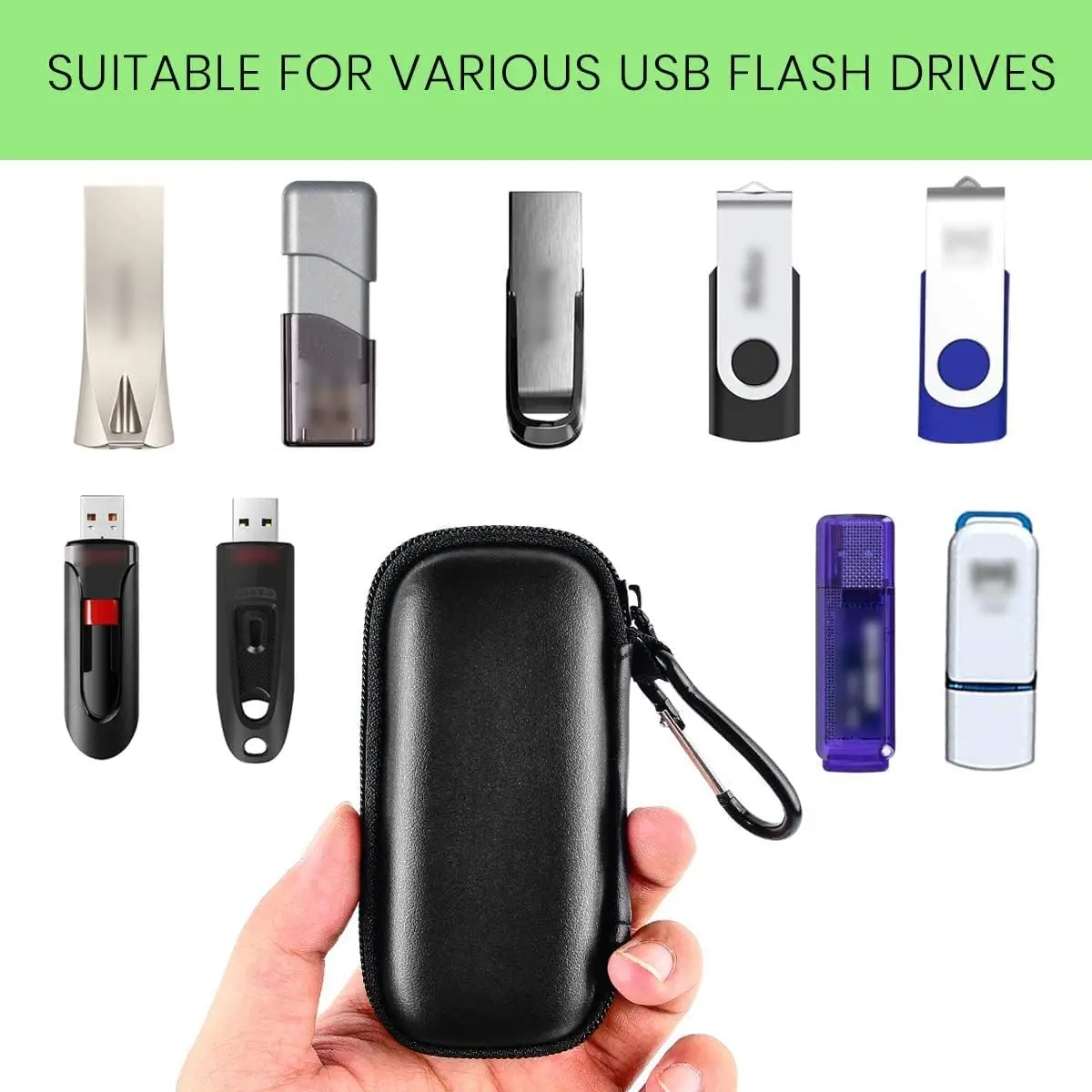 (Case only) USB Flash Drive Case, SD Card Holder Compatible with Thumb Drive, Memory Cards, SDXC SDHC Storage Bag