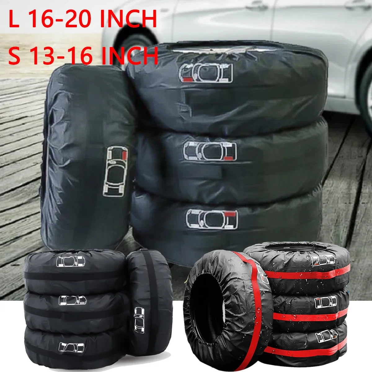 

S/L 4 шт. универсальный автомобильный чехол для запасного колеса, сумки для хранения шин, сумки для хранения автомобильных колес, автомобильные шины, водонепроницаемые, пыленепроницаемые