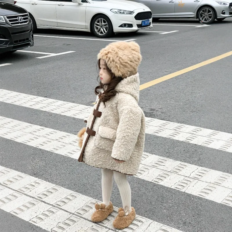 Thick Lambskin Children Clothing Buckle Hooded Warm Coat Jackets Kid Winter Jacket Boy Jacket Children Jacket Куртка Для Девочки