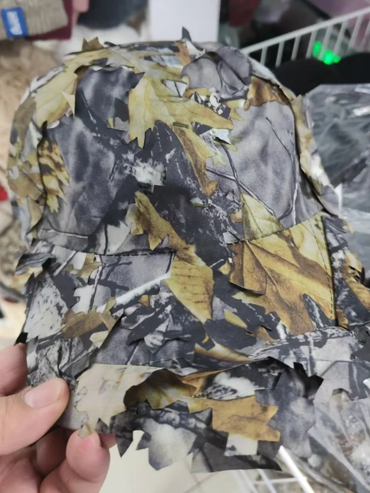NEUE Camouflage Outdoor Taktische Kappe mit 3D Bionic Leaf Camo Jagd Hut Versteckte Dschungel Sniper Hut Sonnenschutz Kappe – Detail 6