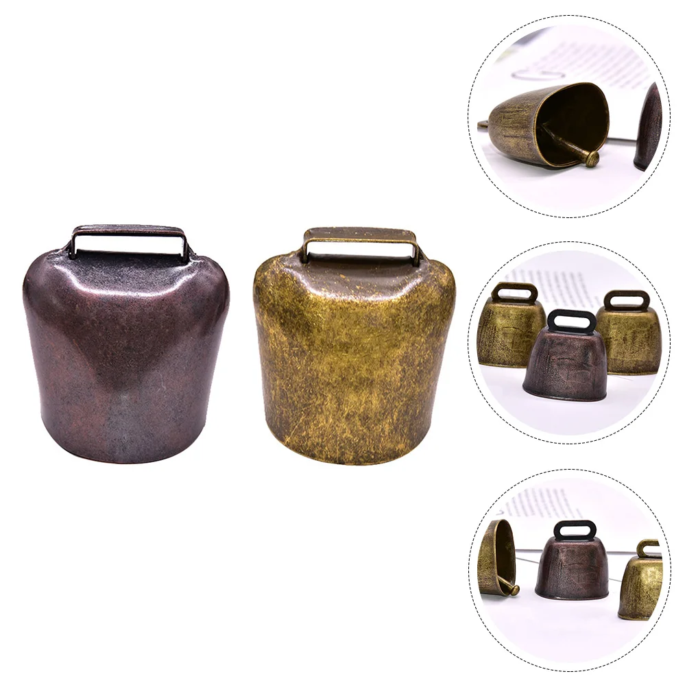 

2 Pcs Cattle and Sheep Bell Accessories Pendant Ornament Cow Bells Grazing The Animal Farming Vintage Iron Anti- Chain