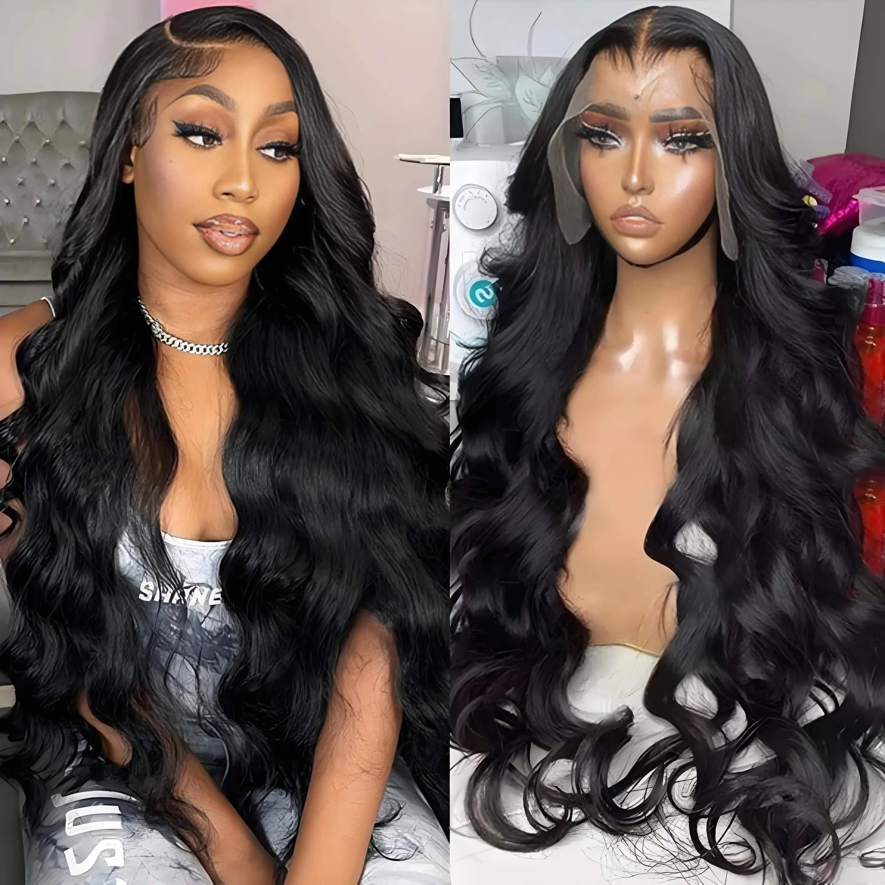 

Парик из натуральных волос с эффектом «волна», 40-46 дюймов, с HD прозрачной кружевной основой, 13x4, 13x6, предварительно выщипанный и обрезанный, для женщин