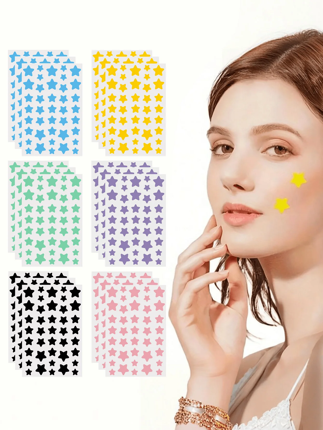 240 stuks/schattige stergezichtsstickers, leuke cartoon sterstickers, waterdichte en zweetbestendige ministickers, geschikt voor feesten, festivals, fotoshoots - meerkleurig, verschillende maten, doe-het-zelf, muziekfestivals, Valentijnsdag, Thanksgiving, buitengebedecoratie (alleen)