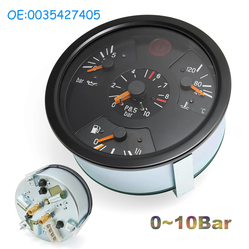 High Quality 0-10 Bar Combination Meter 40-120 ℃ Water Temperature Oil Pressure Gauge 0035427405 For Mercedes Unimog Truck & Bus