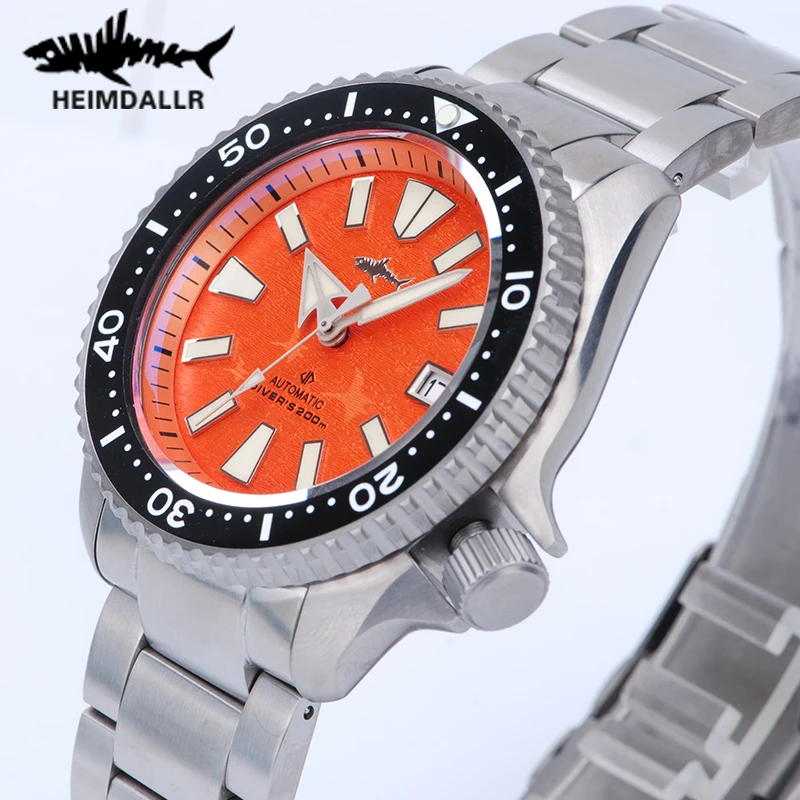 Heimdallr Brand Titanium SKX007 Dive Watch Men Orange  Dial Sapphire 20Bar Luminous NH35 Luxury Automatic Mechanical Watch reloj