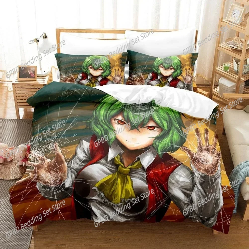 

Роскошный новый комплект постельного белья с 3D принтом аниме Kawaii Girls Yuuka Kazami, одинарный комплект постельного белья Queen King, комплекты пододеяльников для спальни