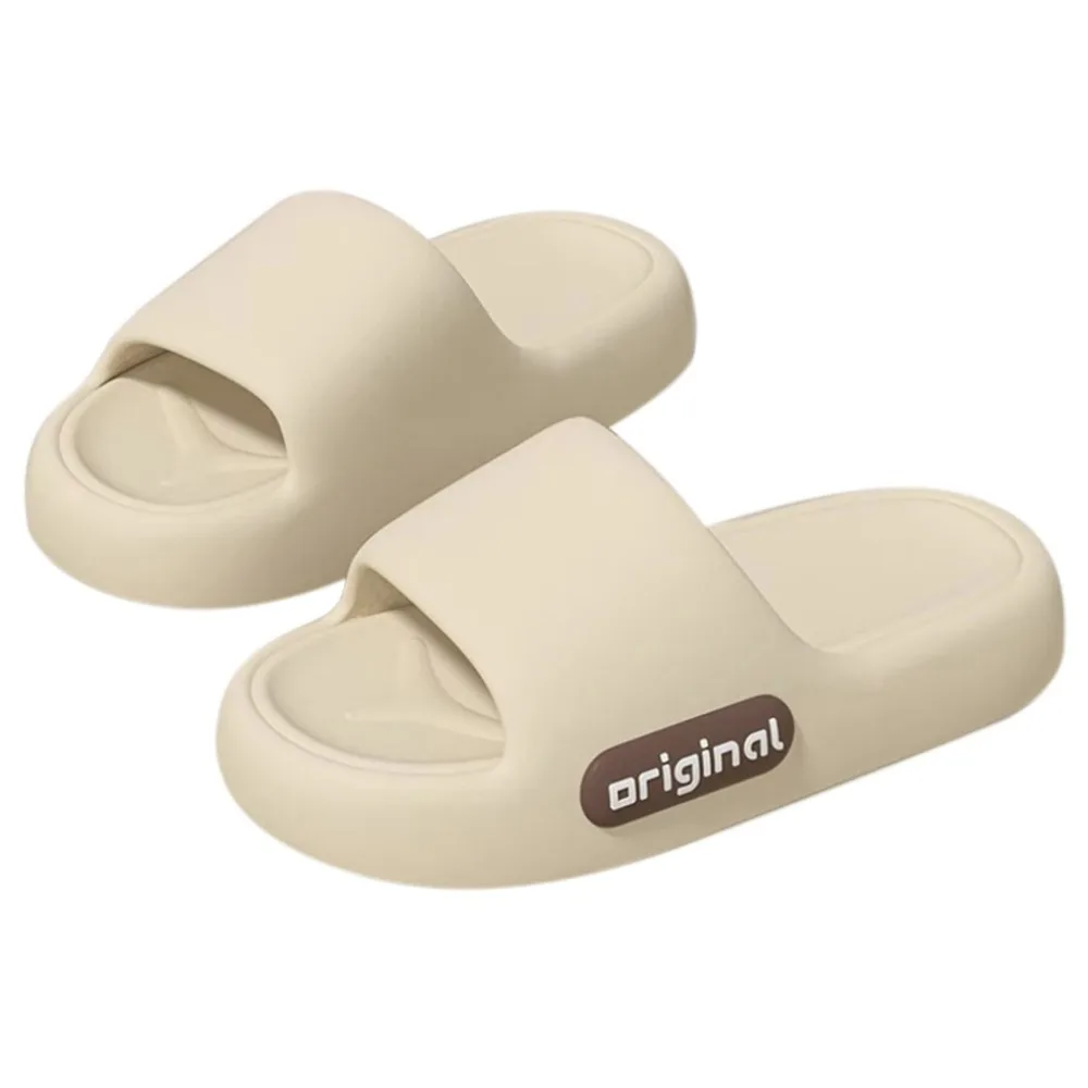 

Модные тапочки на платформе с толстой подошвой, нескользящие летние сандалии на мягкой подошве, однотонные пляжные тапочки из ЭВА для женщин и пар