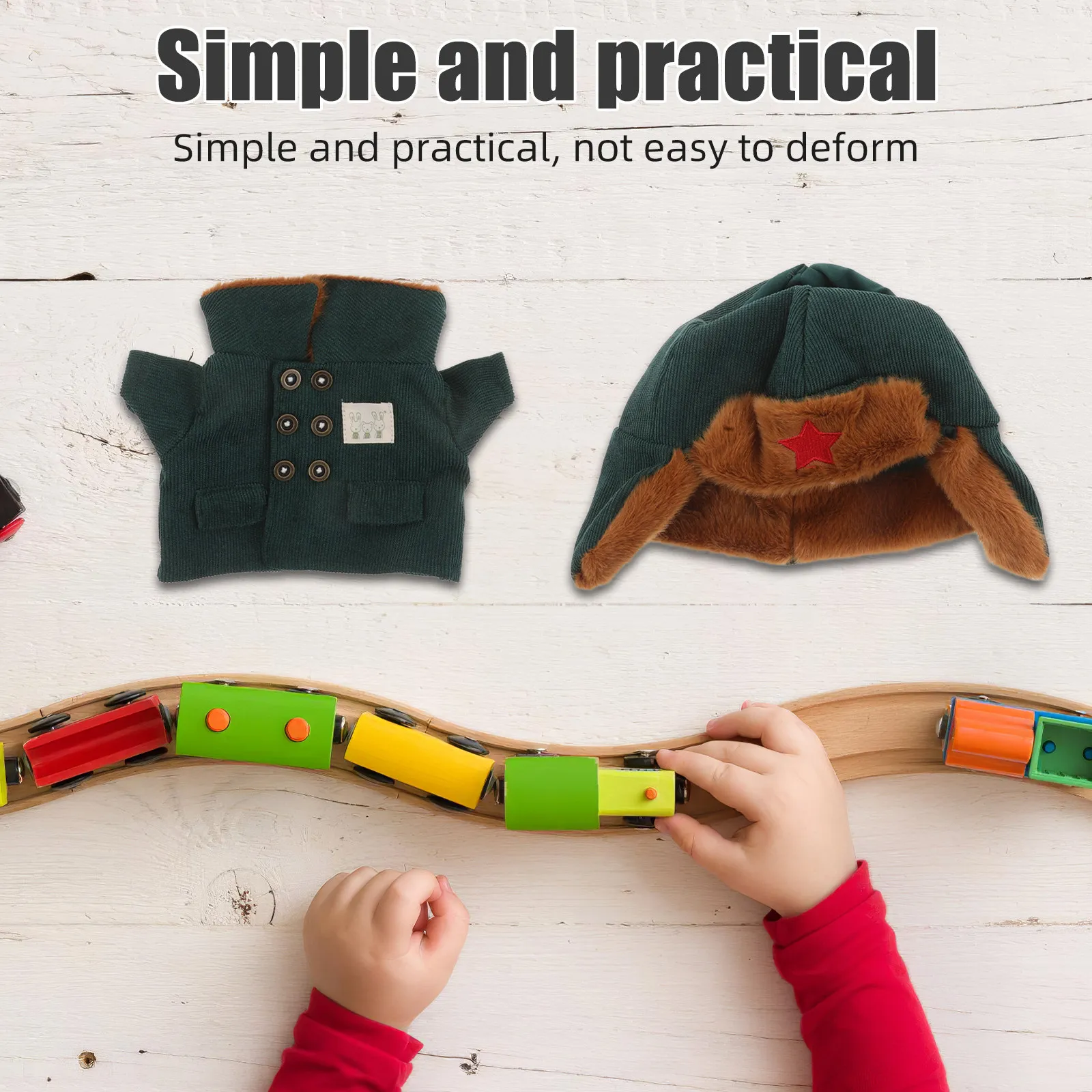 

Комплект одежды: армейская форма для мягких игрушек, теплая шапка, аксессуары, наряды для детских игр, декор