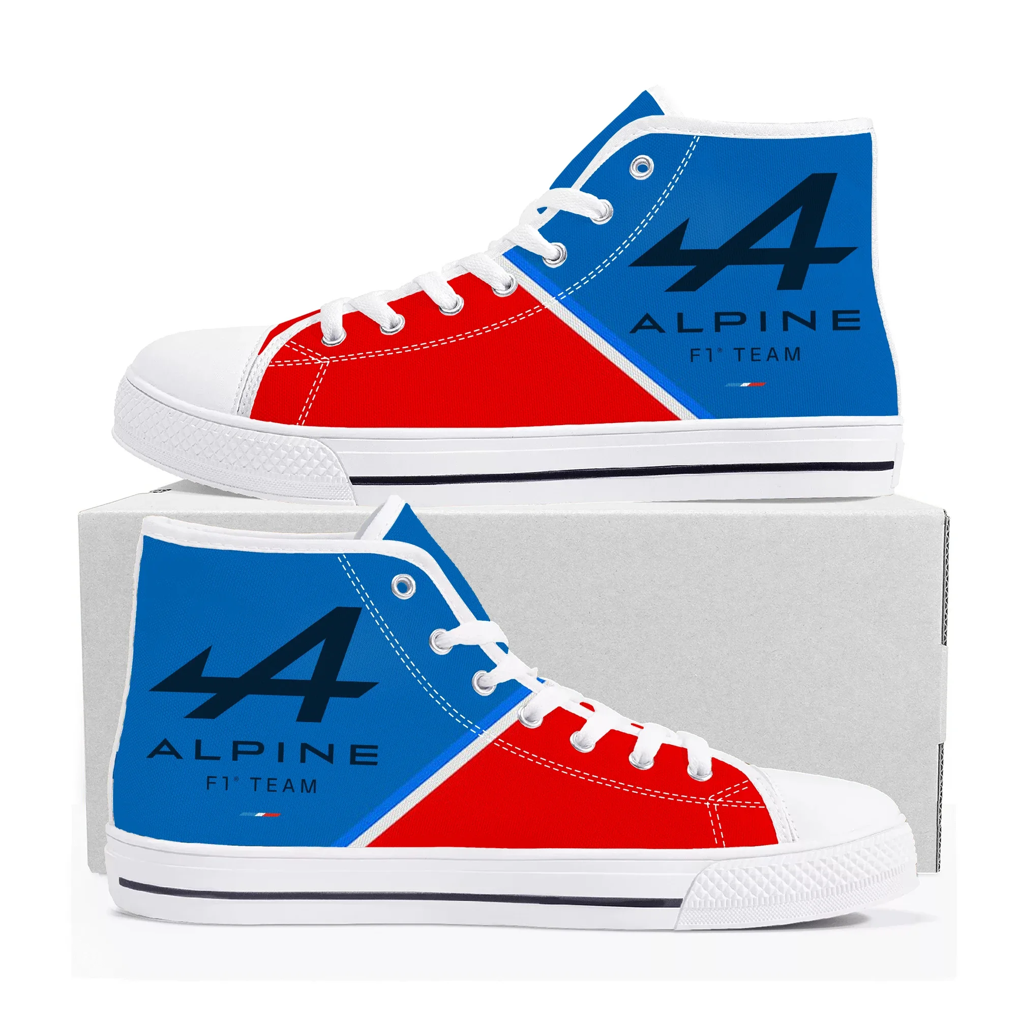 

2023 Alpine F1 High Top Sneakers Team Racing Mens Womens Teenager High Quality Canvas Shoes Casual Fashion Tailor Made Sneaker