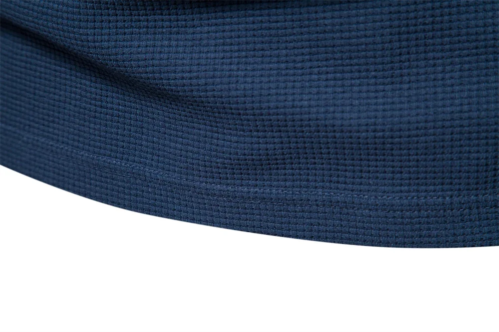 Waffle cotton spring 2026 new solid color men's T-shirt single pocket long sleeve men's T-shirt comfortable breathable shirt men