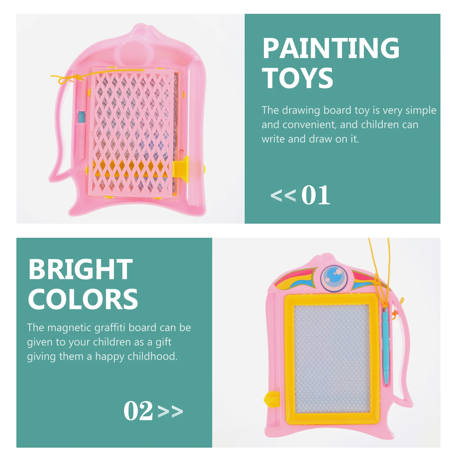 

4Pcs Kids Doodle Board Safe Plastic Material Unique Design Easy Convenient Erasable Writing Sketching Pad Children Writing Pads