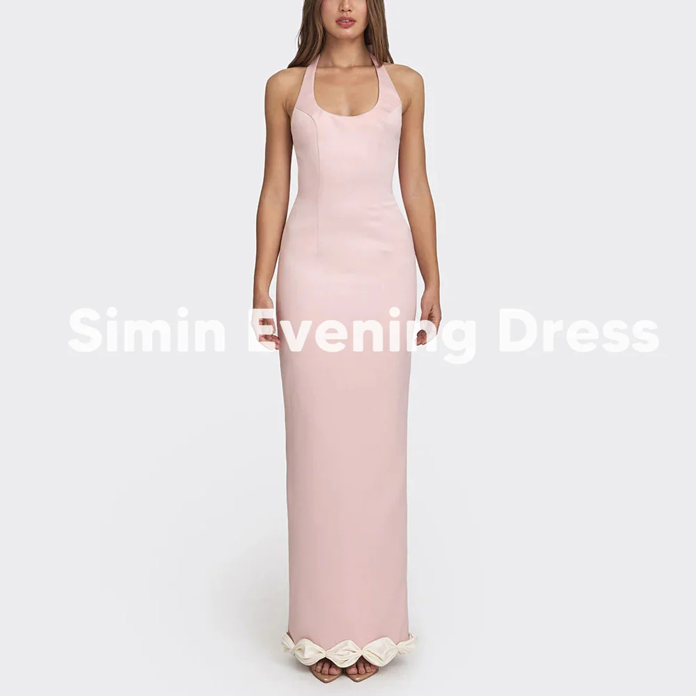

Simin женские прямые вечерние платья с открытой спиной и бантом на заказ, вечерние платья без рукавов длиной до пола, элегантные платья 2025