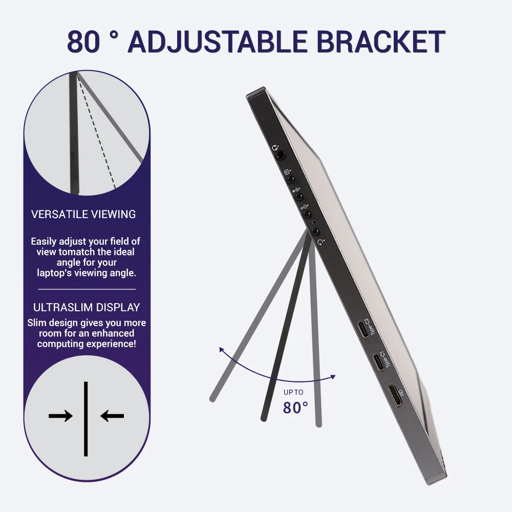 AHXJKA 15,6-дюймовый беспроводной проекционный монитор с автоматическим вращением, портативный дисплей для ноутбуков, Mac и телефонов, проекции Wi-Fi