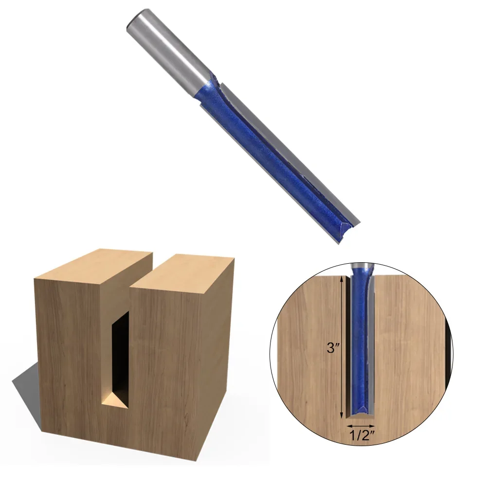 1 pc 1/2" SHANK Extra long 3" Blade 1/2" Cutting Dia. Straight Router Bit Woodworking cutter Tenon Cutter for Woodworking