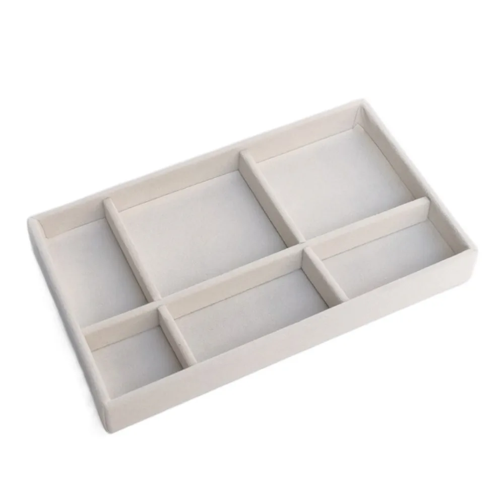 Wooden Rings Earrings Organizer Bracelets Necklaces Velvet Jewelry Tray Multifunctional Packing Jewelry Storage Pallet Beads