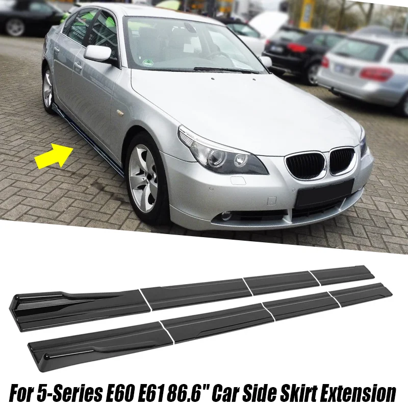 Acessórios para BMW Série 5 E60 E61 M5 Saloon: Extensão de Saia Lateral, Painel Inferior, Splitters, Difusores, Kit de Carroceria Preto Brilhante 8 Peças