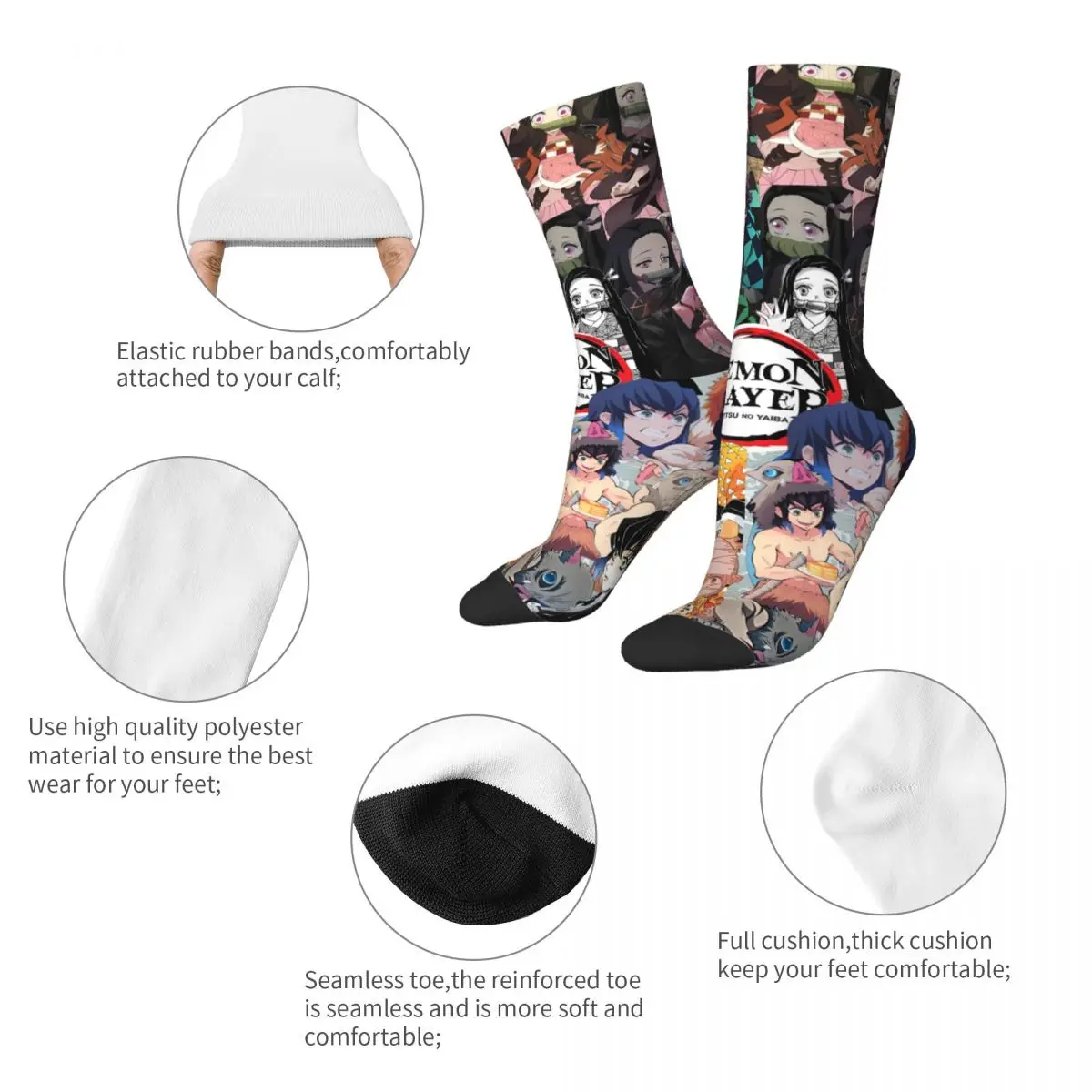 Frauen Männer Socken Dämonen Slayer Collage Strümpfe Herbst Gothic Warme Weiche Socken Grafik Outdoor Anti Slip Socken