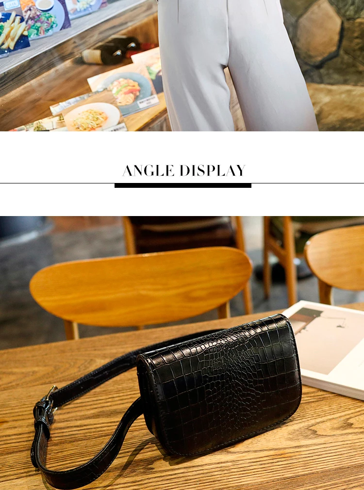 Modische Damen-Hüfttasche, multifunktionale kleine Tasche aus PU-Leder mit Krokodilmuster, lässige Sport-Brusttasche mit diagonalem Kreuz – Detail 7