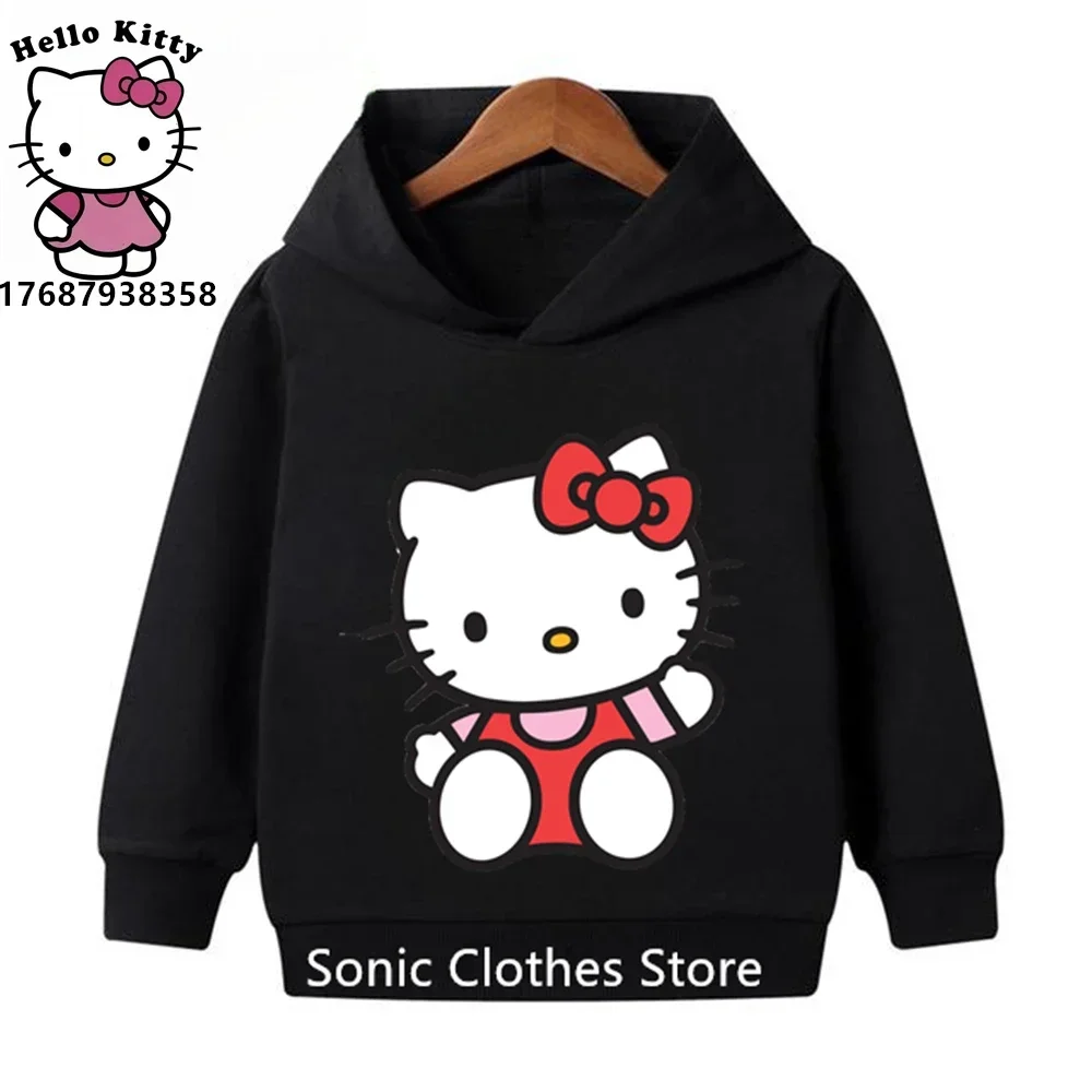 2024 New Cartoon Girls Hello Kitty Hoodies Kawaii Graphic Streetwear Fashion Funny Unisex Tops Anime Sweatshirts Female