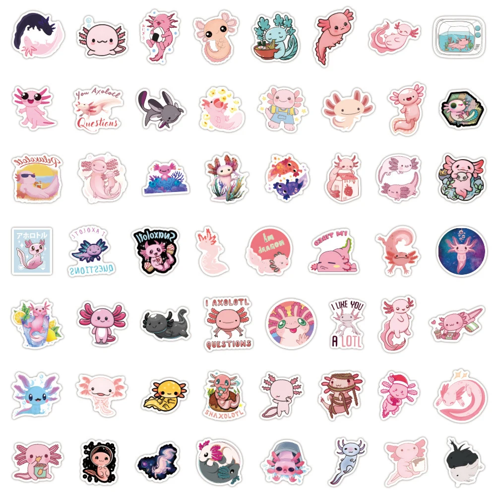 10/30/50/100pcs Cute Cartoon Animal Axolotl Graffiti Stickers Laptop Fridge Travel Luggage Decoration Scrapbooking Sticker Decal