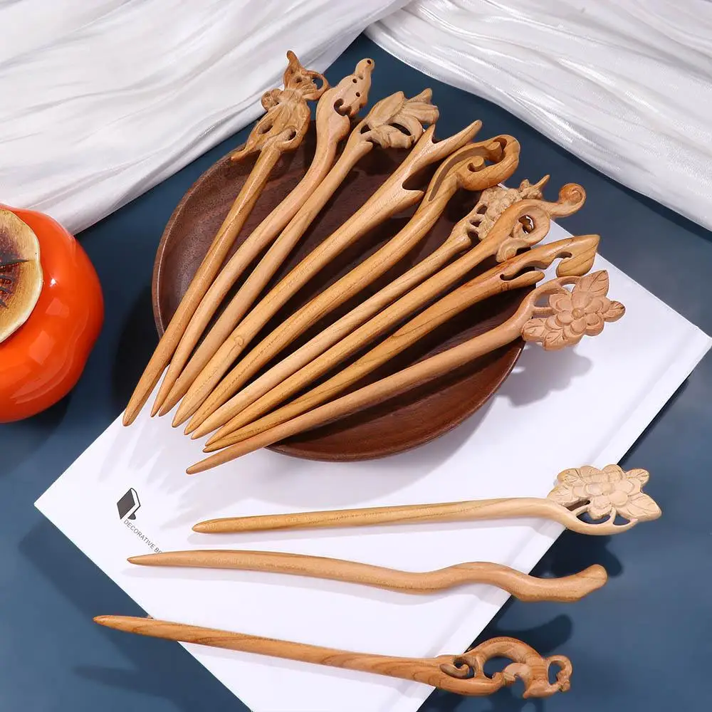 Wave Shape Hair Sticks Antler Cloud Bird Flower Wooden Hair Sticks Women Hanfu Hairpins Korean Hair Clip Chinese Hair Fork