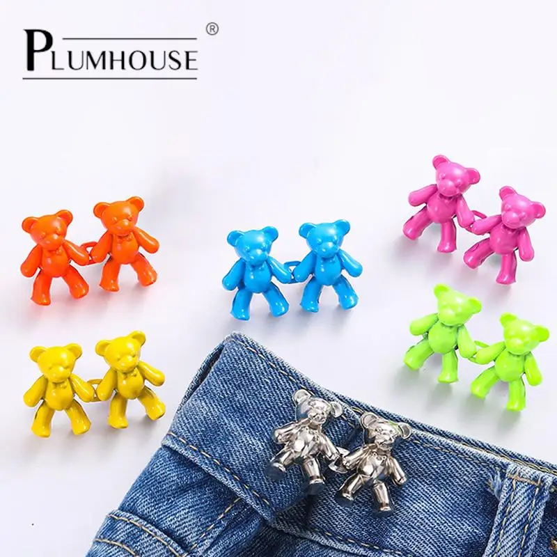 Unhas-free Jeans Urso Cintura Fivela Removível Fechamento Artefato Botão Snap Invisível Apertando Cintura Botão Calça Ajustável