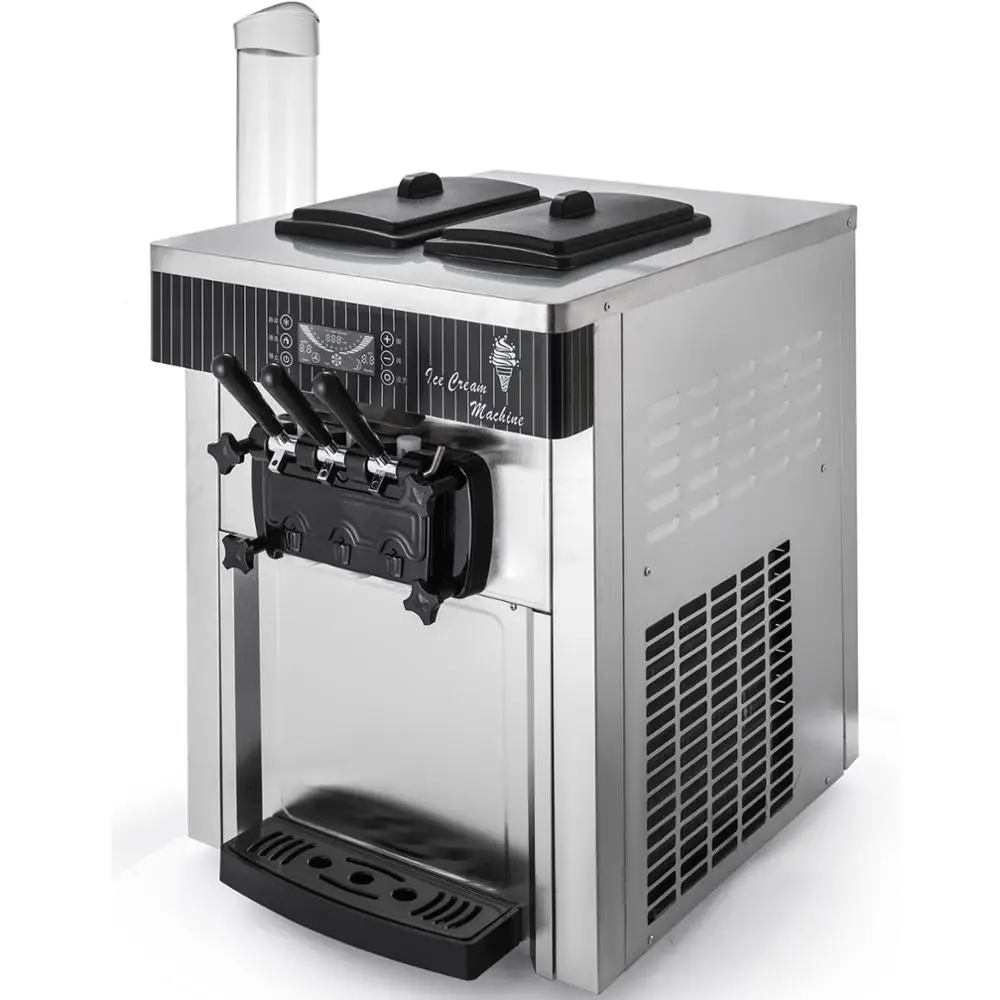 2200W Countertop Soft Ice Cream Machine Commercial YKF-8218T With 2+1 Flavors   Maker