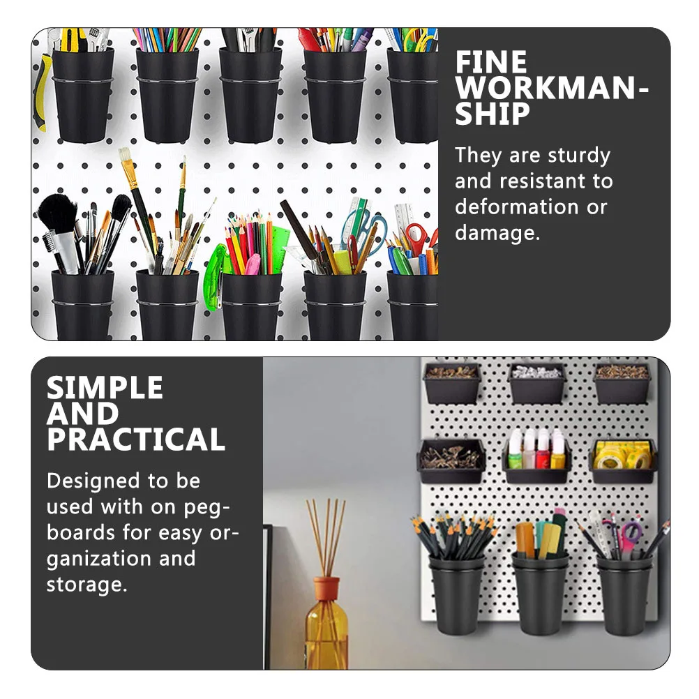 

6Sets Pegboard Cups with Hooks ABS Iron Durable Organizer Garage Workshop Tool Holders Parts Storage Accessories