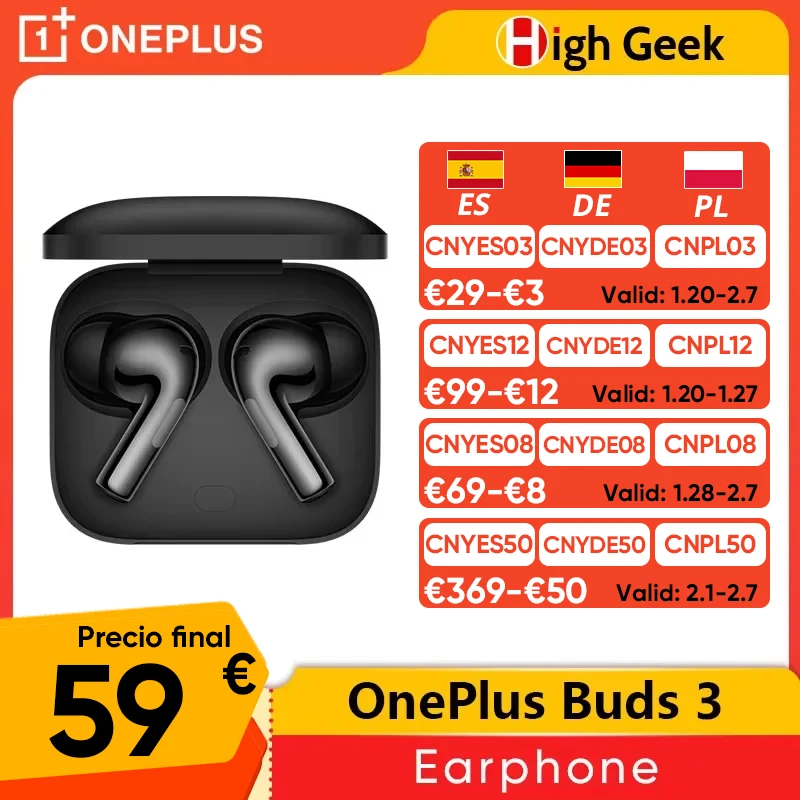Versione globale OnePlus Buds 3 TWS auricolare 49dB cancellazione attiva del rumore Bluetooth 5.3