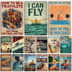 Artisian Swimming Metal Poster Diving Tin Plaque Sport Decorative Plate Wall Decor Garage Bar Pub Club Hotel Cafe Kitchen Home