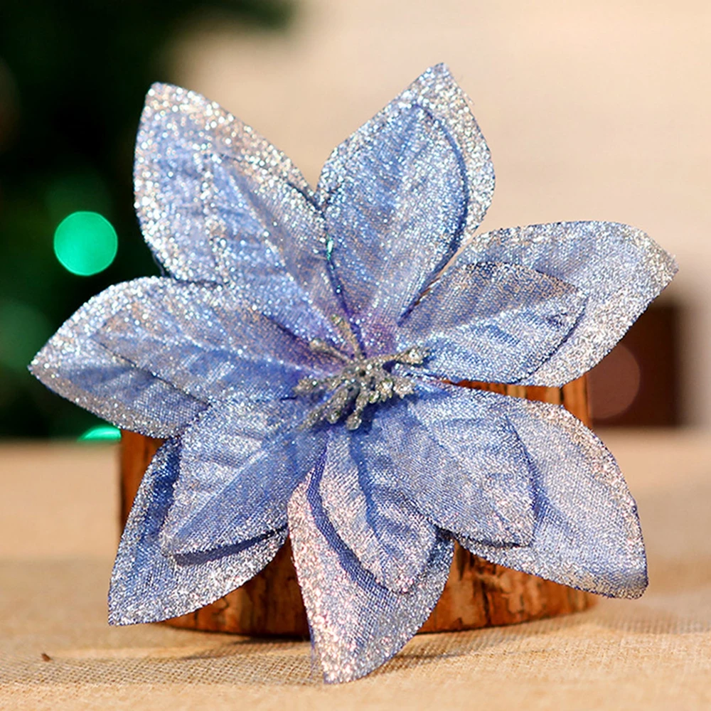 1pc Artificial Flower for Christmas Decoration 13cm Christmas Tree Wreath DIY Decoration Accessories for Home Decor Party