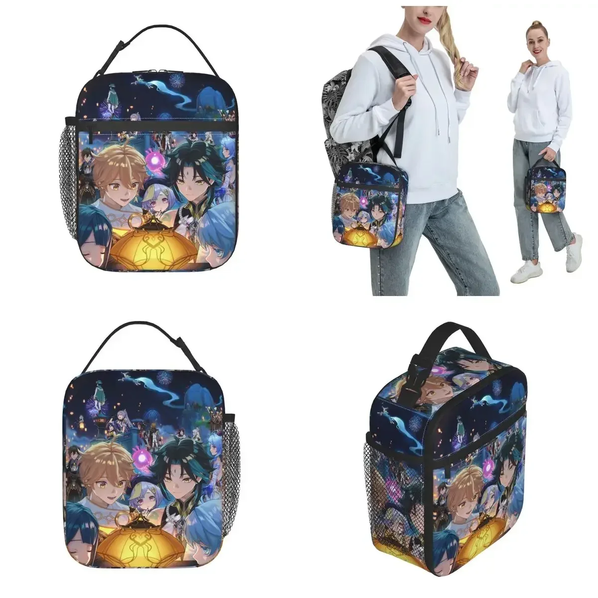 Genshin Impact Xiao Ganyu Merch Insulated Lunch Bag School Storage Food Box Portable Fashion Cooler Thermal Lunch Box