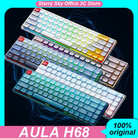 Aula H68 Mechanical Keyboard 3-mode Wireless 2.4G Bluetooth hot plugging RGB PBT 68keys Esports game keyboard PC accessories