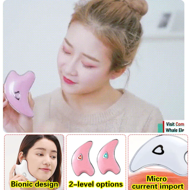 Home beauty trument facial lifting microcurrent massage heating electric scraping trument