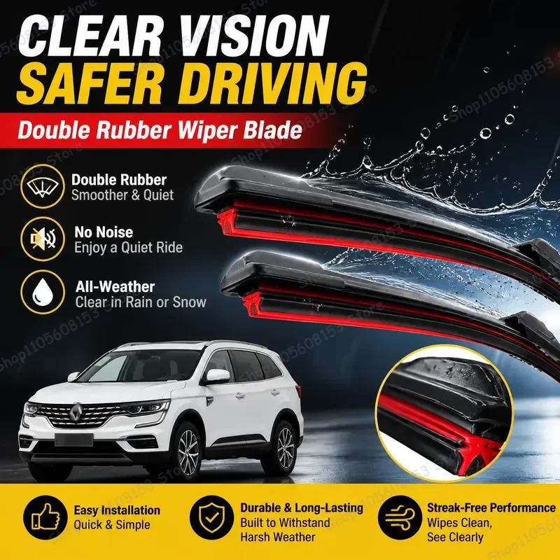 

For Renault Koleos MK1 2008 2009 2010 2011 2012 2013 2014 2015 2016 Front Windshield Wiper Blades Double Rubber Replacement