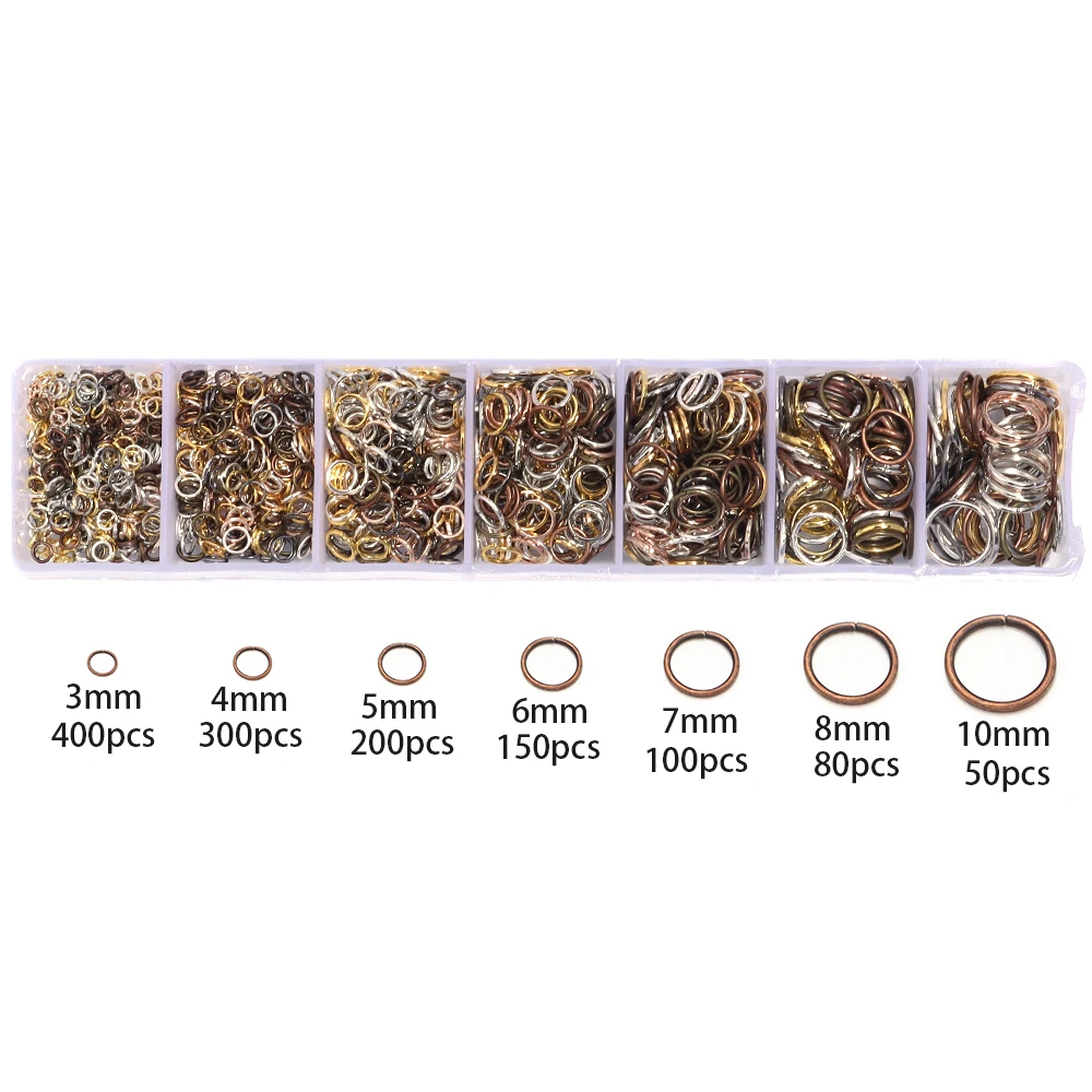 Ein Satz Box Biegeringe Spaltringe Link Loop Box 3 4 5 6 7 8 10 mm Biegeringe Verbinder für DIY Schmuckherstellung Halskette Armband