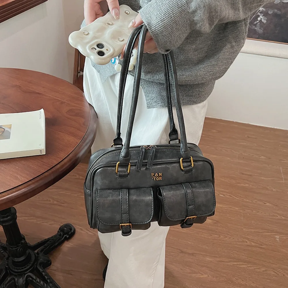 Modische Boston-Umhängetasche aus PU-Leder mit großem Fassungsvermögen und mehreren Taschen, Tragetasche, solide Clutch-Geldbörse für Damen