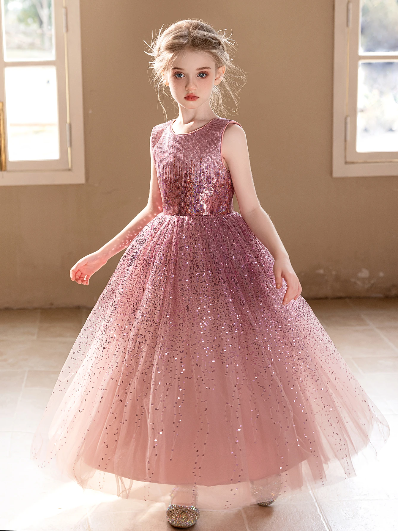 open lace back dress Wicked Glinda Bubble Dress Pink Sequined Princess Layered Tulle Dress