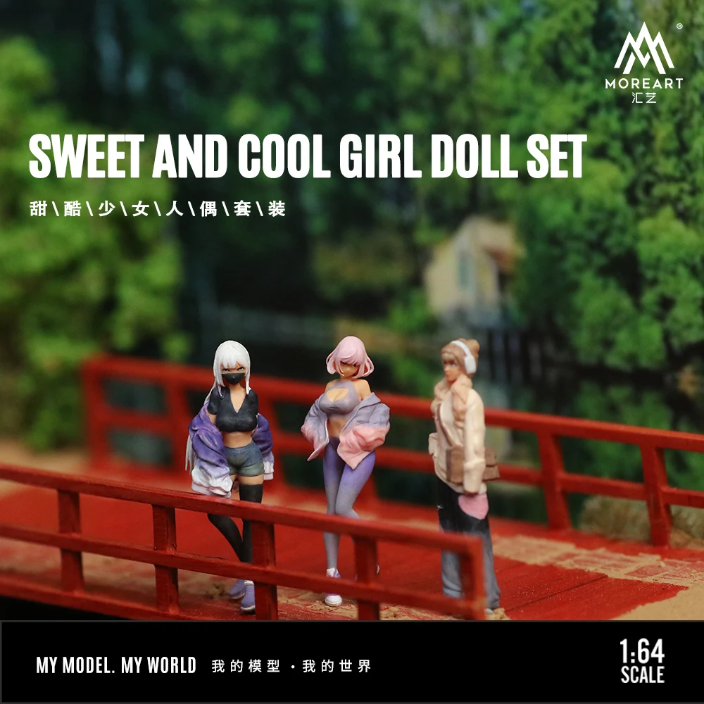 MoreArt 1/64 Three pretty girl resin action figures set/shipping in january 2025