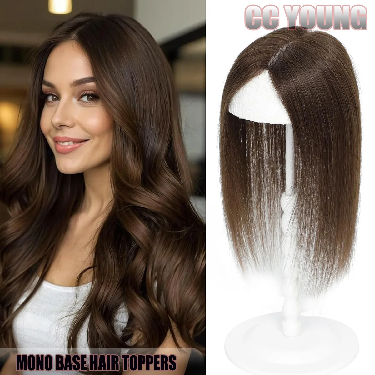 

Топперы из натуральных волос на тонкой моно и искусственной основе с зажимами, дышащая система шиньонов для прикрытия седых и истонченных волос