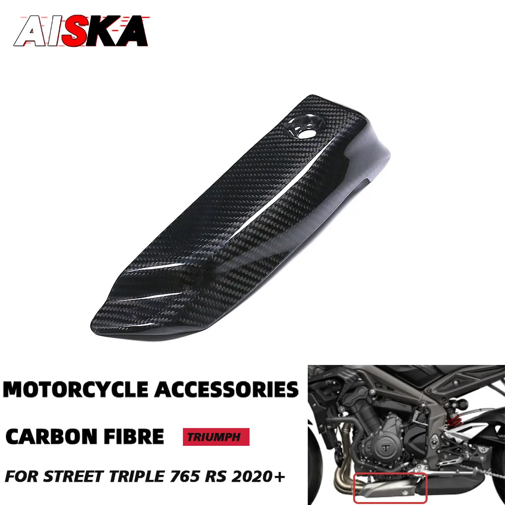 100% 3K Carbon Fiber Exhaust Cover Heat Shield Fairing Motorcycle Accessories For Triumph Street Triple 765 R RS 2020 2021 2022