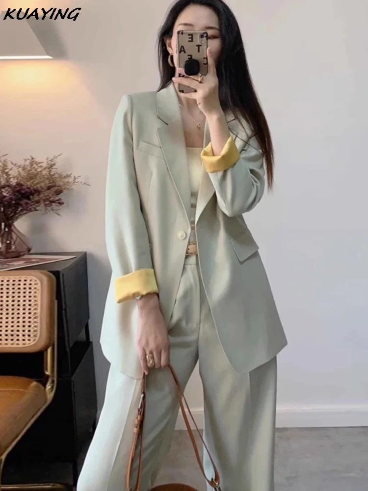 Version Loose fashion Casual Suit Temperament Professional  2025 Women's Two Pieces Office Lady Spring Autumn New Korean
