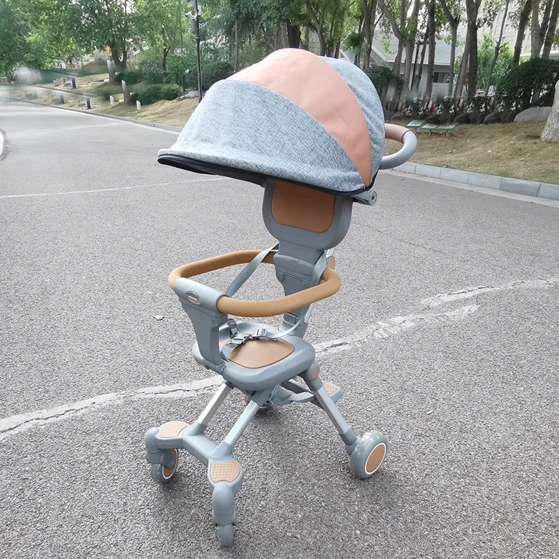 Portable Foldable Baby Cart Aluminum Alloy Frame One Key Folding Bidirectional Baby Buggy Baby Products Travel Strollers