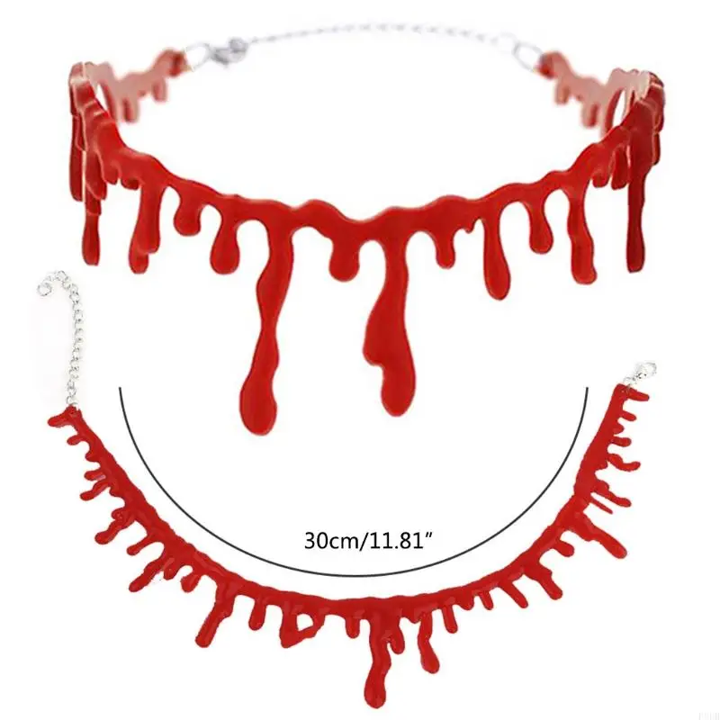 P8DB Fashion Halloween Red Blood Garufklace para mulheres assustador para vampiros colares cosplay escuros Gothic Jewelry