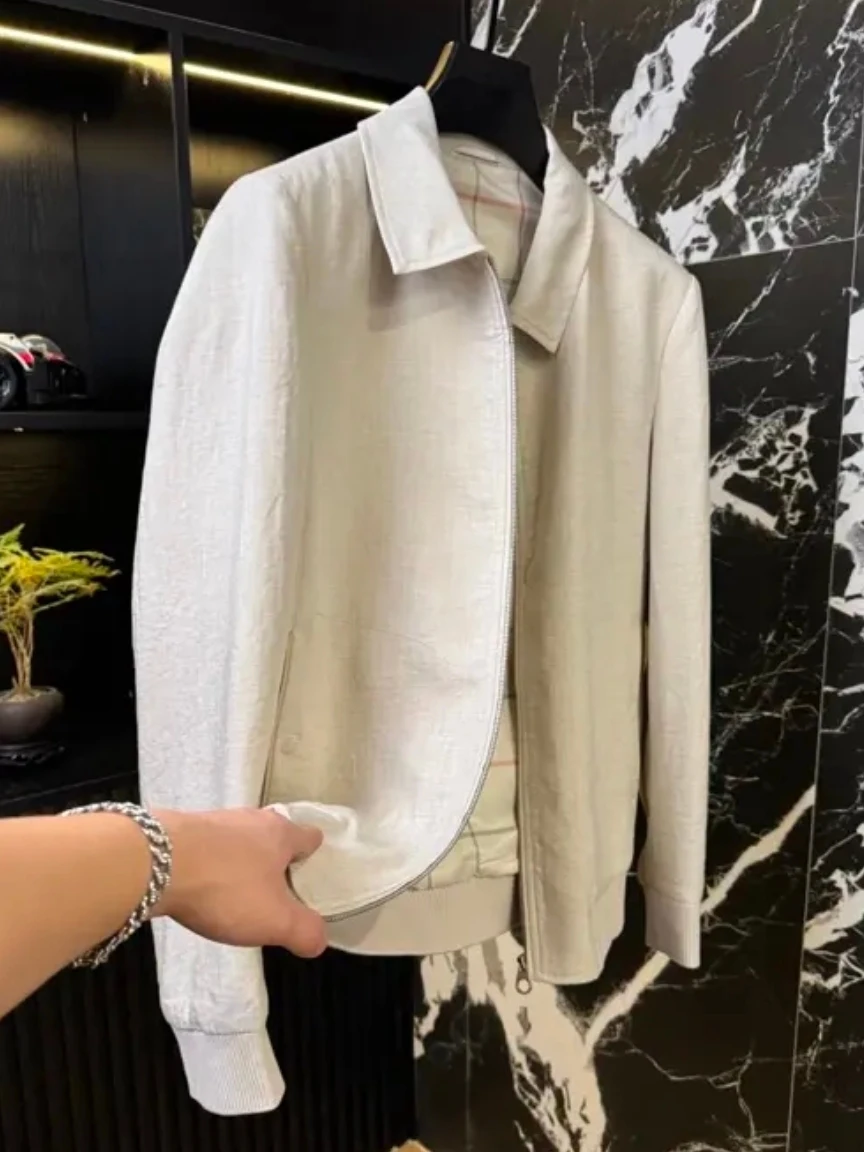 

Высококачественная мужская куртка на весну-осень с отложным воротником, модная, стильная, трендовая, универсальная, повседневная, приталенного кроя, с длинными рукавами.