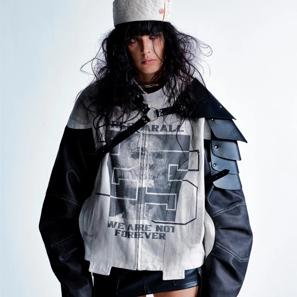 

Мужская винтажная куртка на молнии с длинными рукавами, одежда в уличном стиле